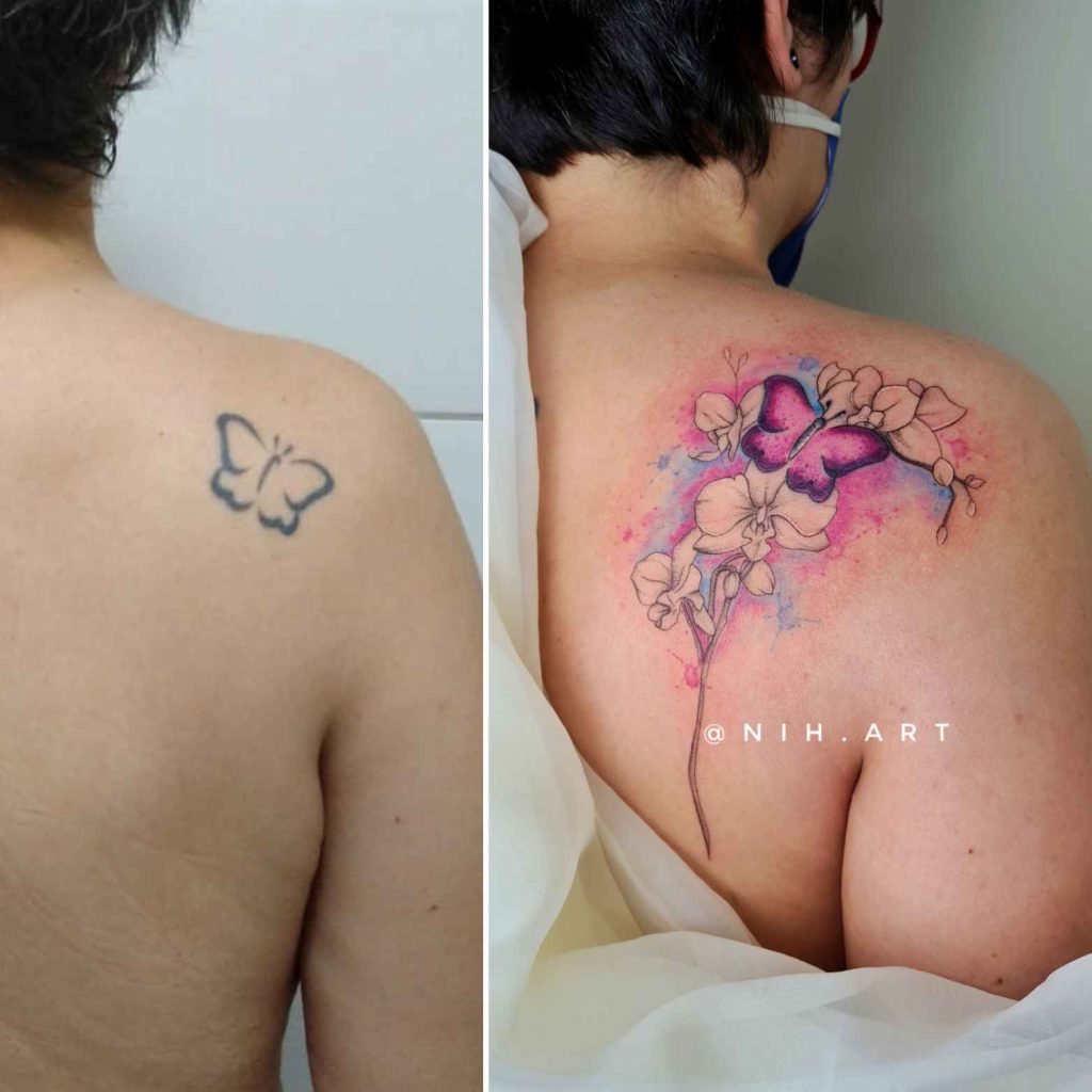 Foto de tatuagem feita por Nih (@nih.art)